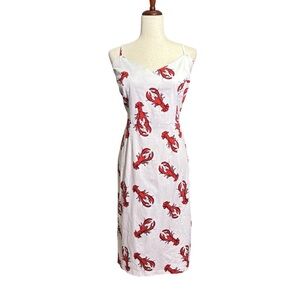 Collectif London White Dress Red Lobster Print Size XL